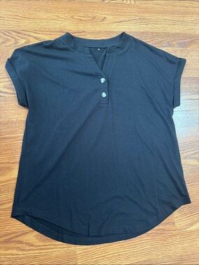 NWOT Amazon Black Short Sleeve Henley Tee